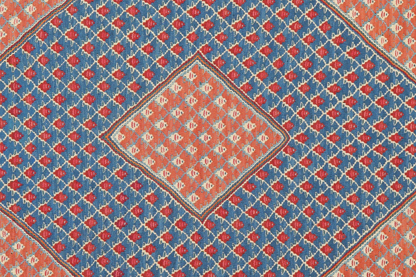 Kelim Senneh — Handmade, 154x198 cm, Blue, 100% Virgin Wool | View 5