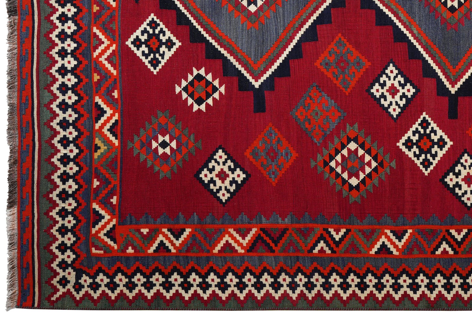 Kelim Gashgai Old — Handmade, 190x264 cm, Red, 100% Virgin Wool | View 3