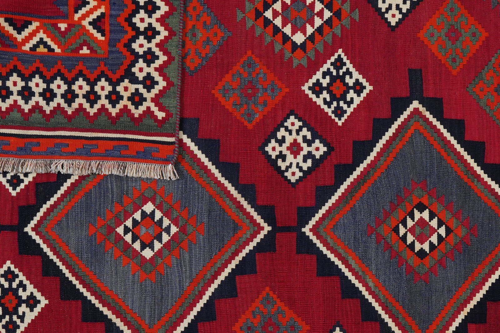 Kelim Gashgai Old — Handmade, 190x264 cm, Red, 100% Virgin Wool | View 6
