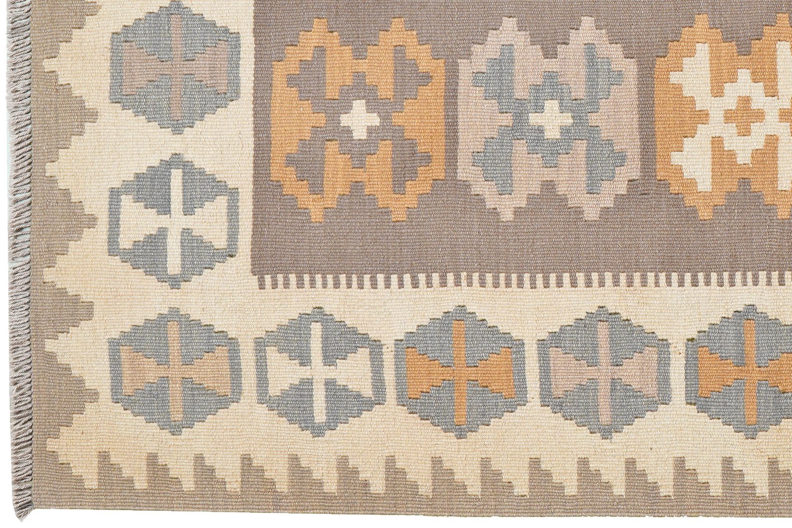 Kelim Gashgai — Handmade, 124x180 cm, Grey, 100% Virgin Wool | View 3