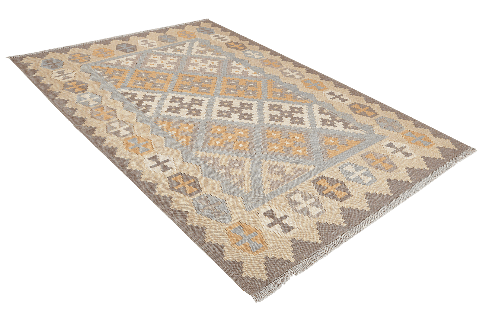 Kelim Gashgai — Handmade, 122x172 cm, Grey, 100% Virgin Wool | View 4