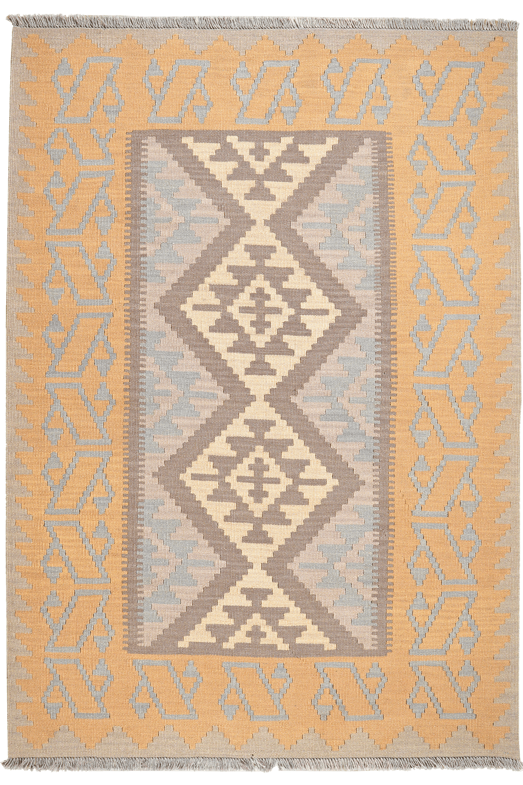 Kelim Gashgai — Handmade, 125x182 cm, Grey, 100% Virgin Wool | Main view