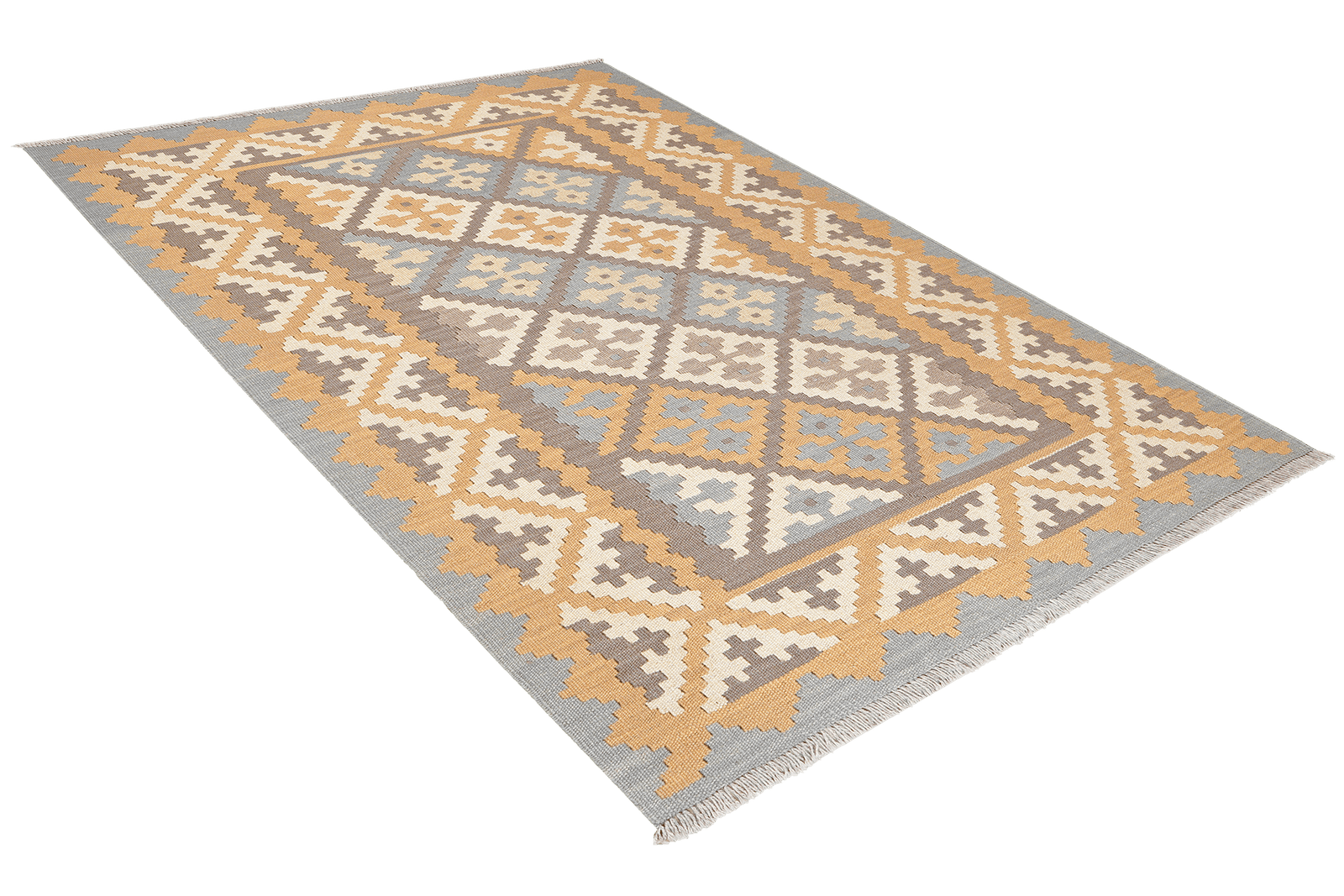 Kelim Gashgai — Handmade, 122x172 cm, Grey, 100% Virgin Wool | View 4