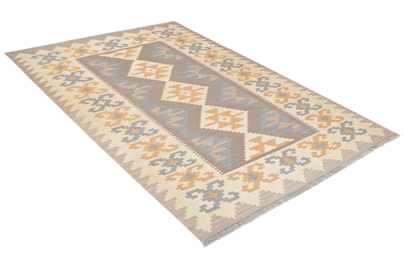 Kelim Gashgai — Handmade, 124x179 cm, Grey, 100% Virgin Wool | View 4