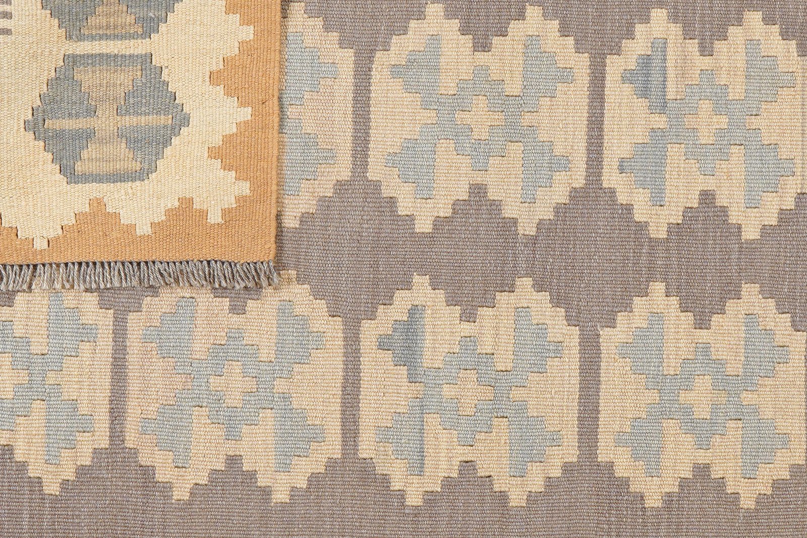 Kelim Gashgai — Handmade, 124x177 cm, Grey, 100% Virgin Wool | View 6