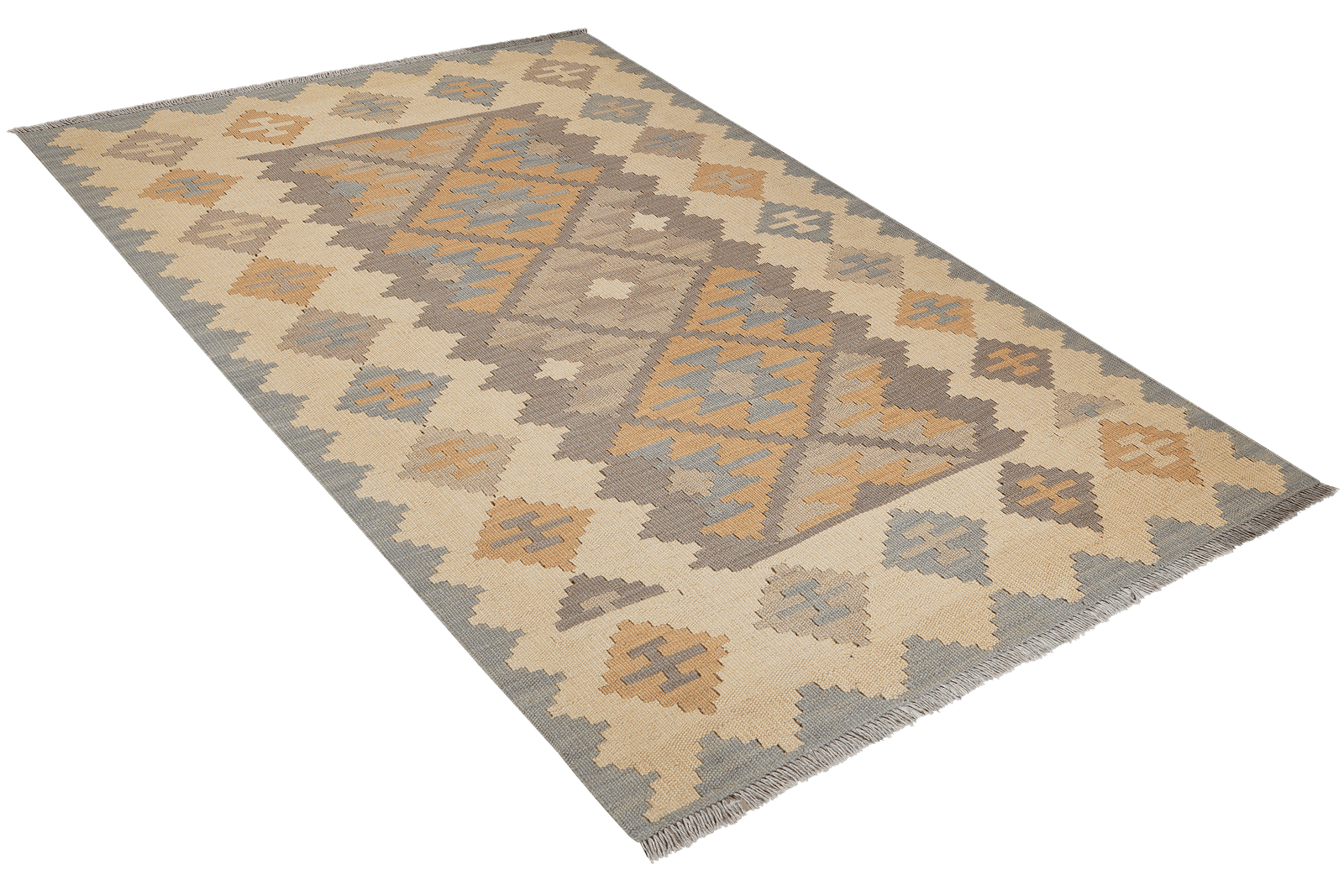 Kelim Gashgai — Handmade, 122x181 cm, Grey, 100% Virgin Wool | View 4