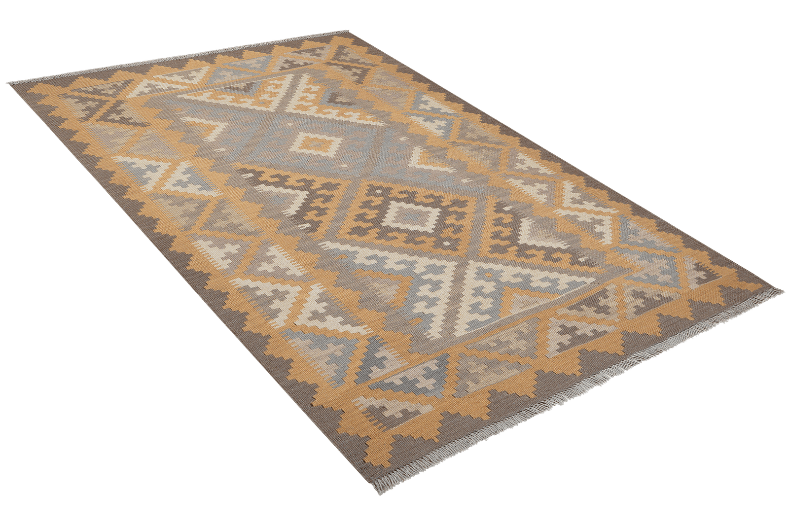 Kelim Gashgai — Handmade, 120x181 cm, Grey, 100% Virgin Wool | View 4