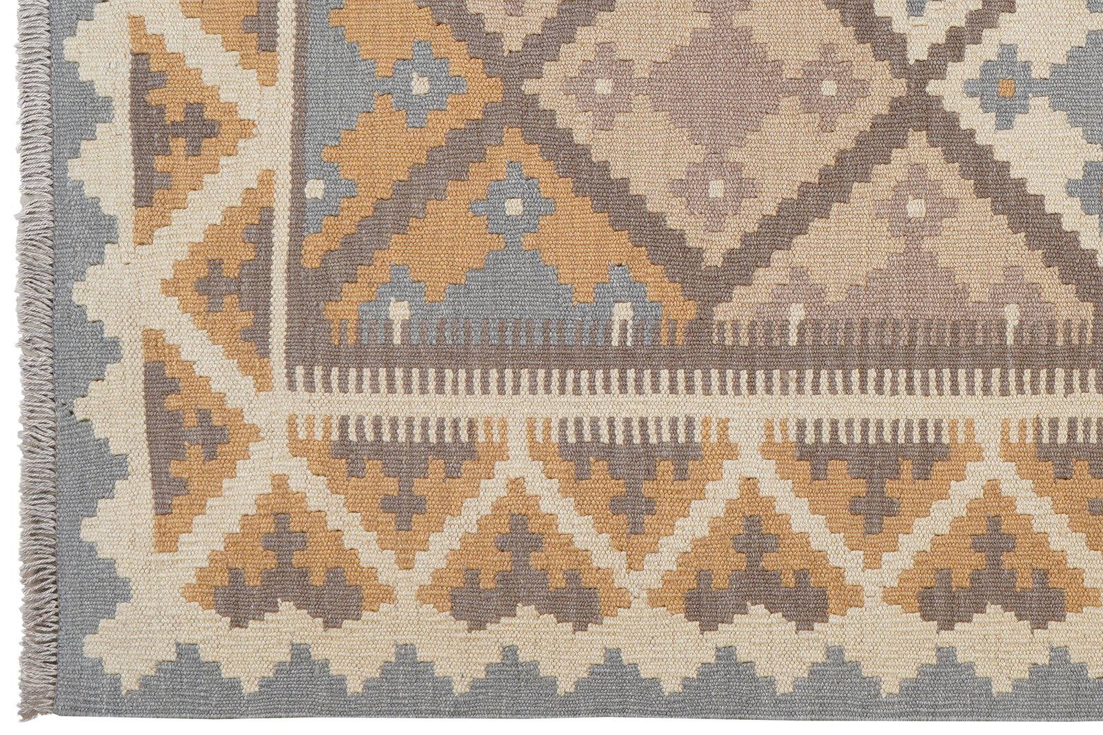 Kelim Gashgai — Handmade, 126x178 cm, Grey, 100% Virgin Wool | View 3