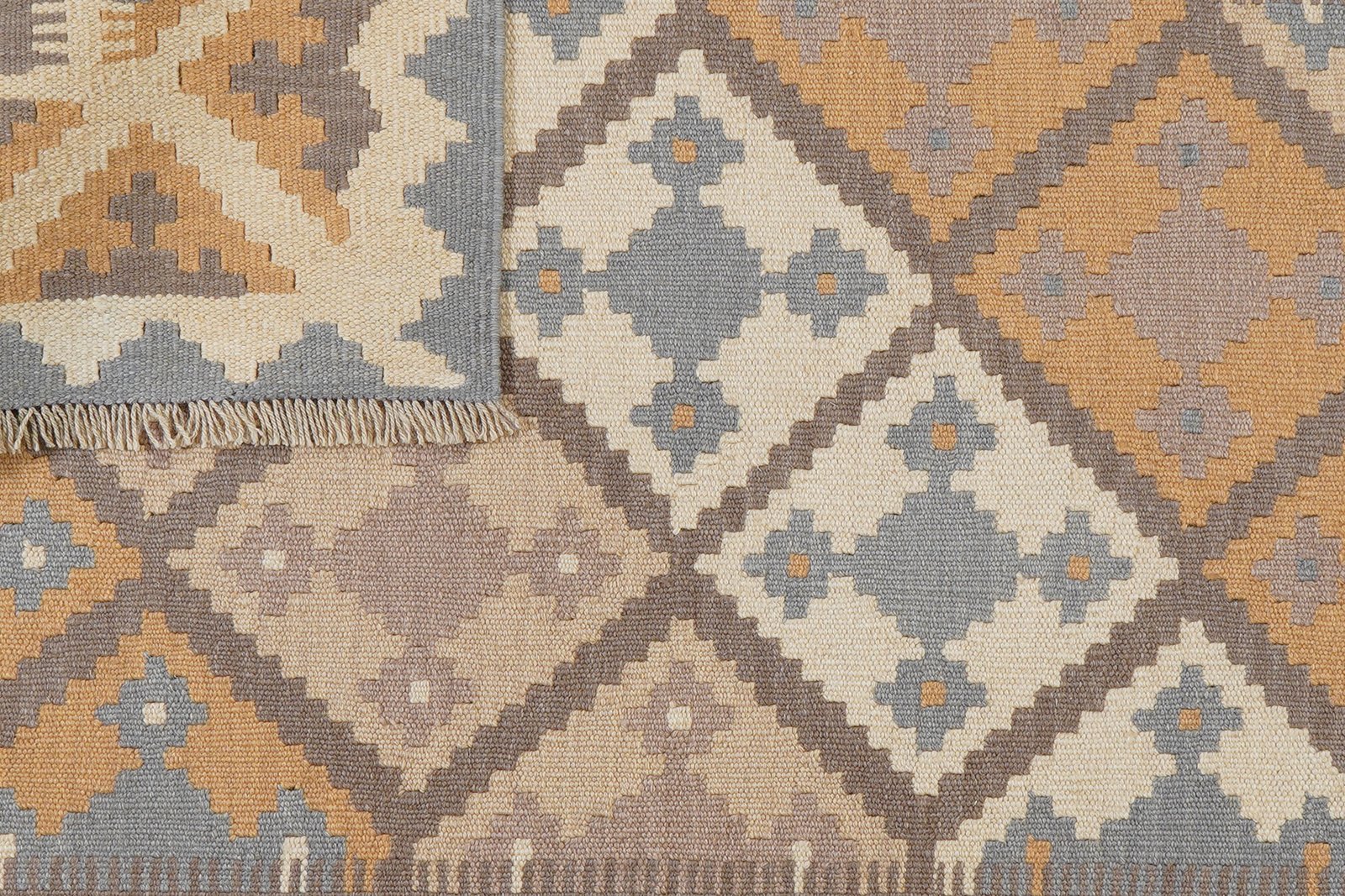Kelim Gashgai — Handmade, 126x178 cm, Grey, 100% Virgin Wool | View 6