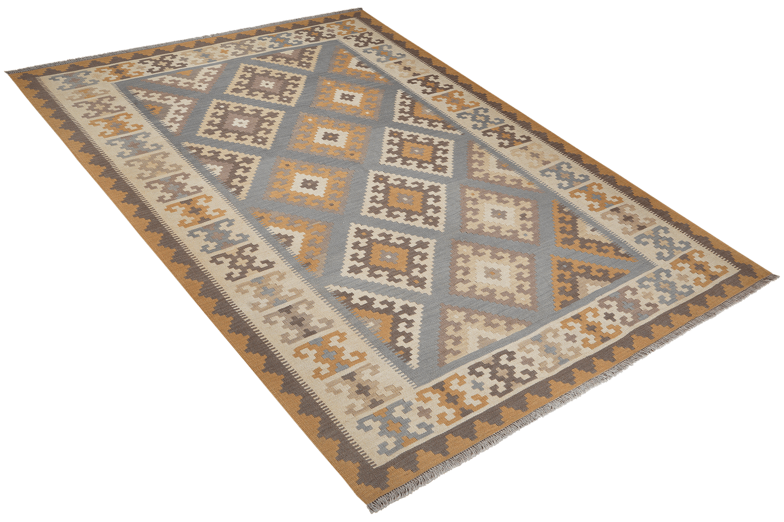 Kelim Gashgai — Handmade, 182x242 cm, Grey, 100% Virgin Wool | View 4