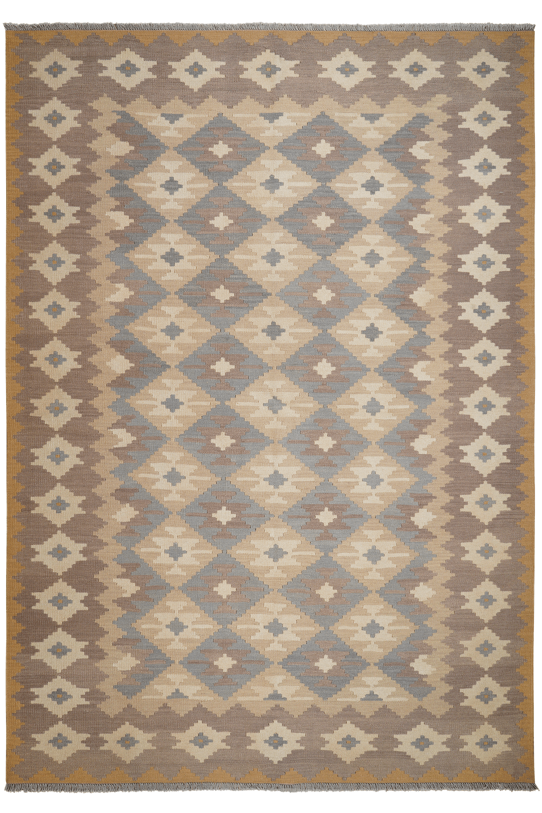 Kelim Gashgai — Handmade, 203x295 cm, Beige, 100% Virgin Wool | Main view
