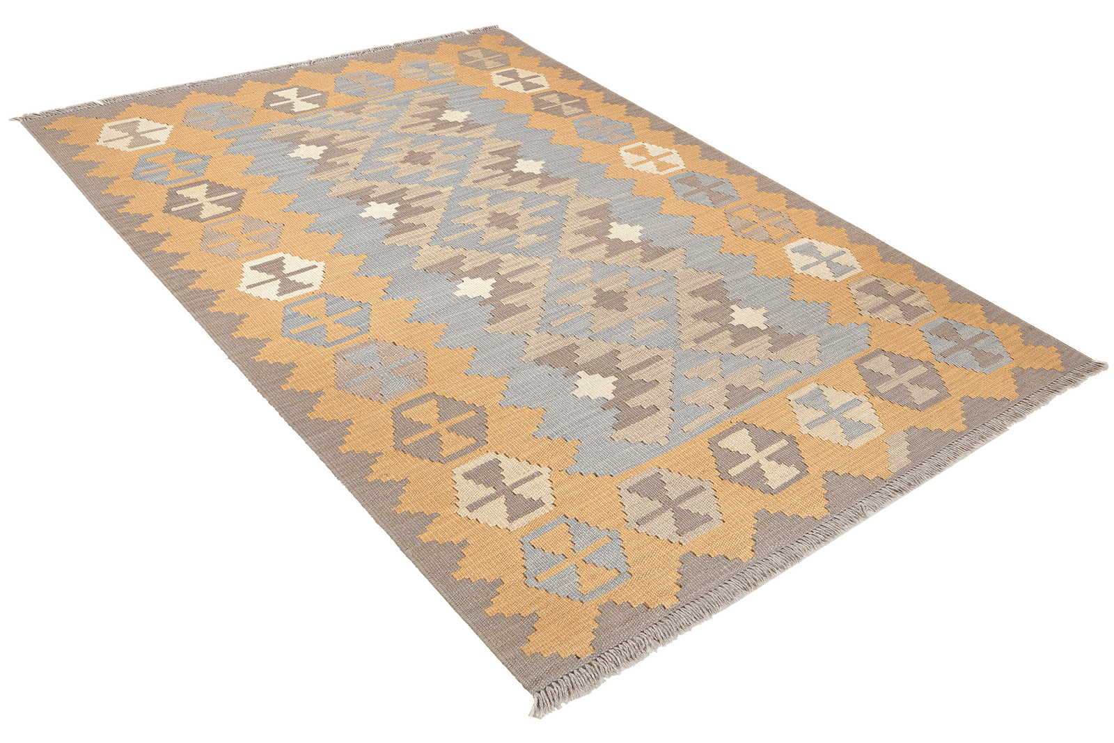 Kelim Gashgai — Handmade, 123x183 cm, Grey, 100% Virgin Wool | View 4