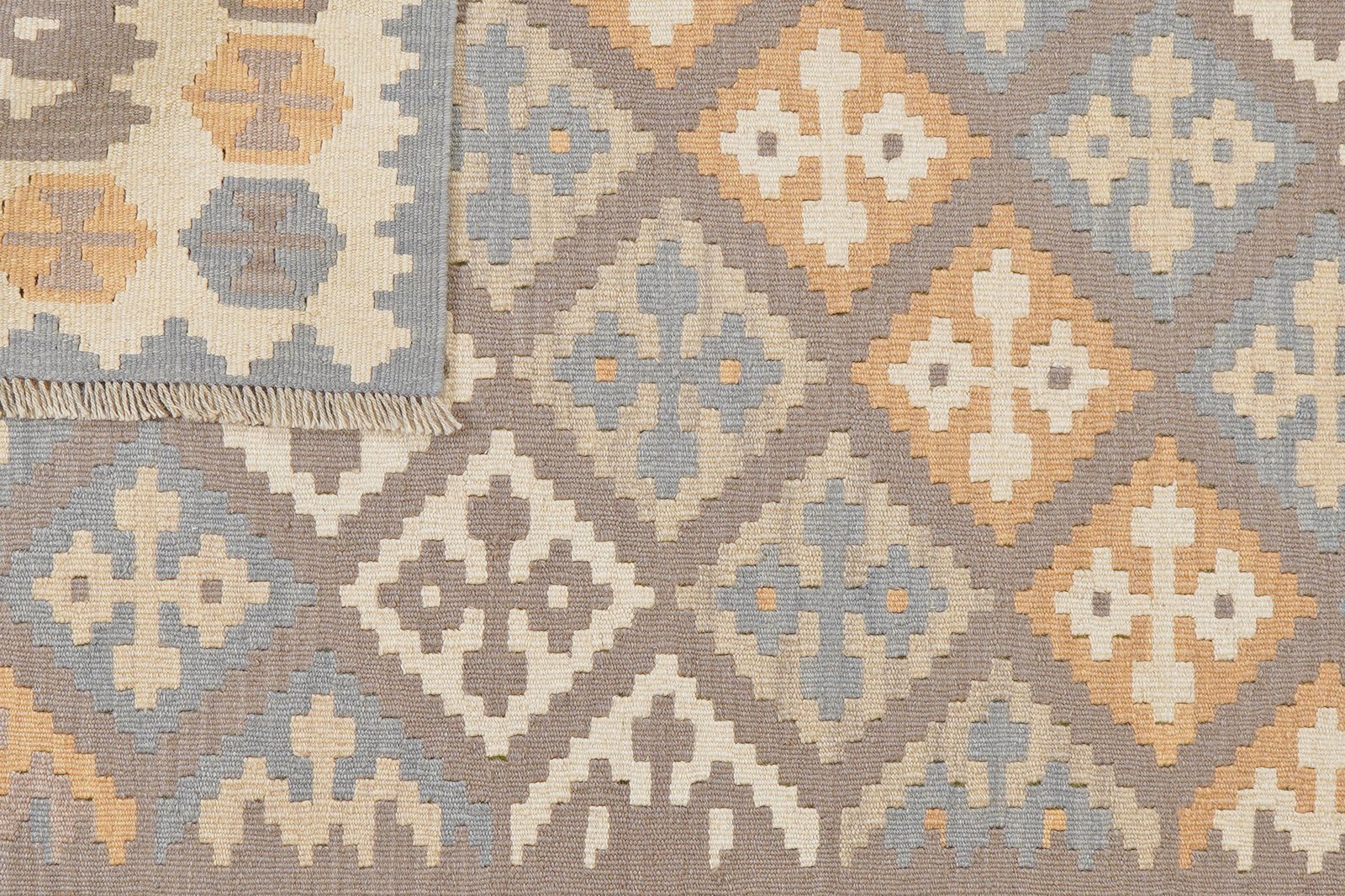 Kelim Gashgai — Handmade, 122x178 cm, Grey, 100% Virgin Wool | View 6