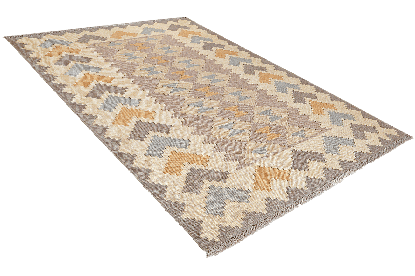 Kelim Gashgai — Handmade, 116x168 cm, Grey, 100% Virgin Wool | View 4