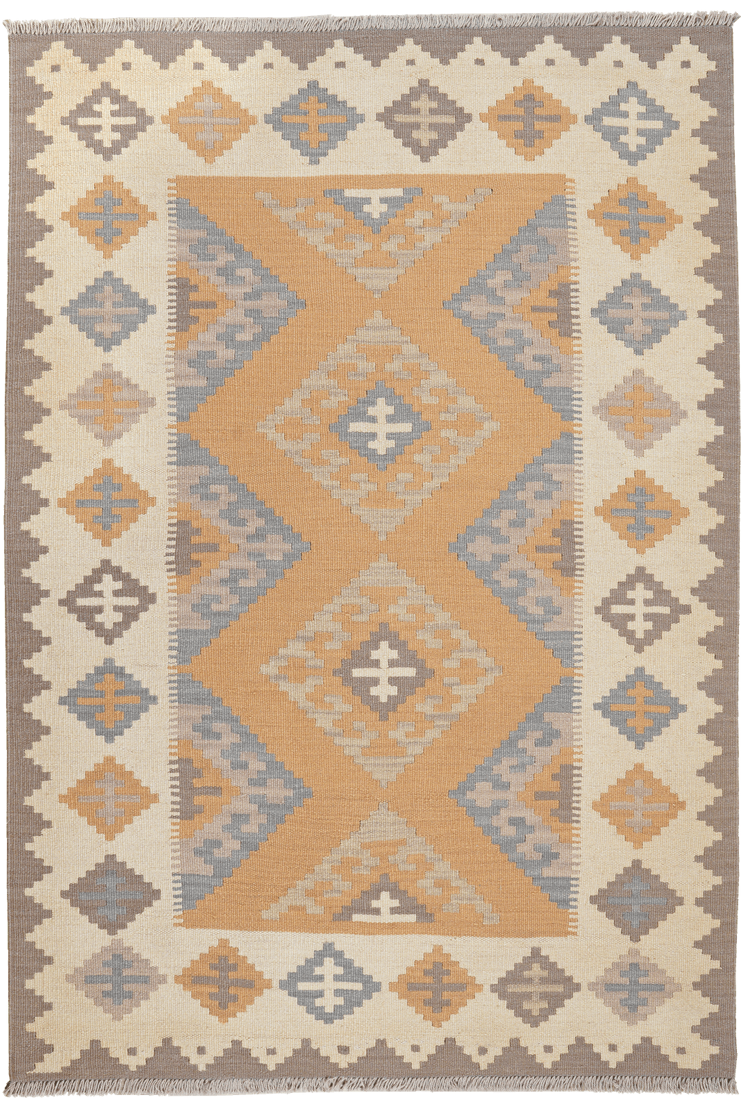 Kelim Gashgai — Handmade, 123x183 cm, Yellow, 100% Virgin Wool | Main view