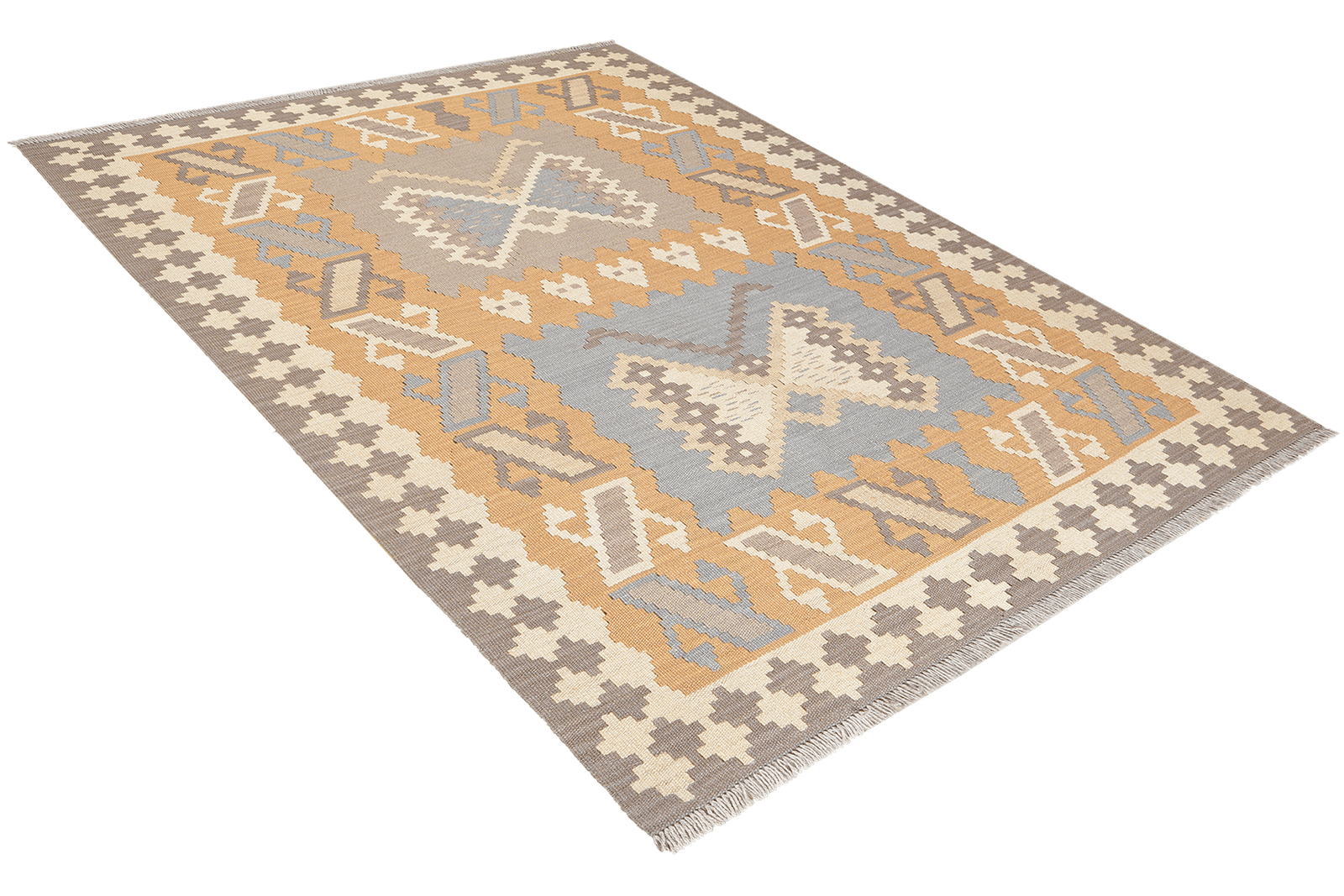 Kelim Gashgai — Handmade, 123x169 cm, Grey, 100% Virgin Wool | View 4