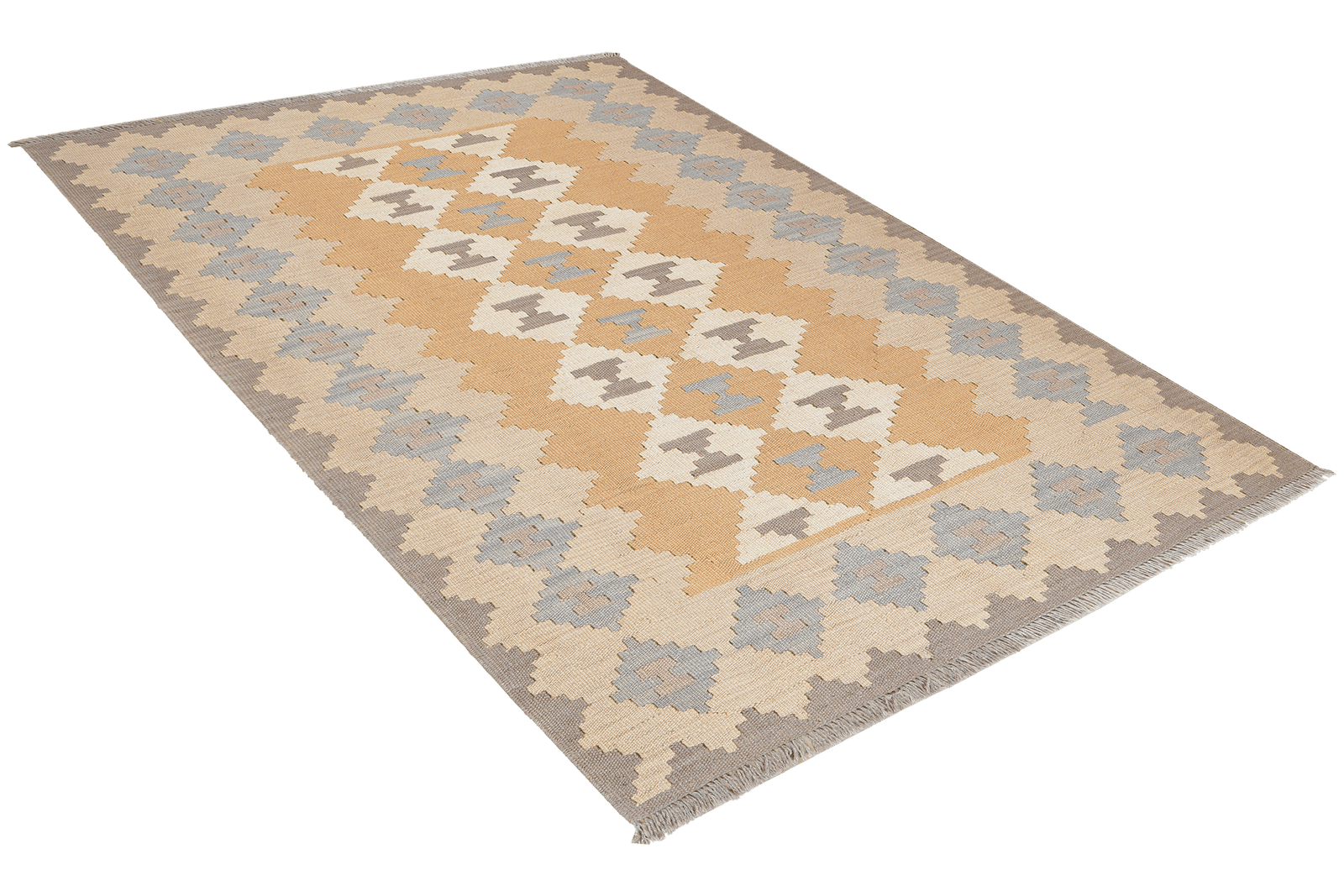 Kelim Gashgai — Handmade, 120x172 cm, Yellow, 100% Virgin Wool | View 4