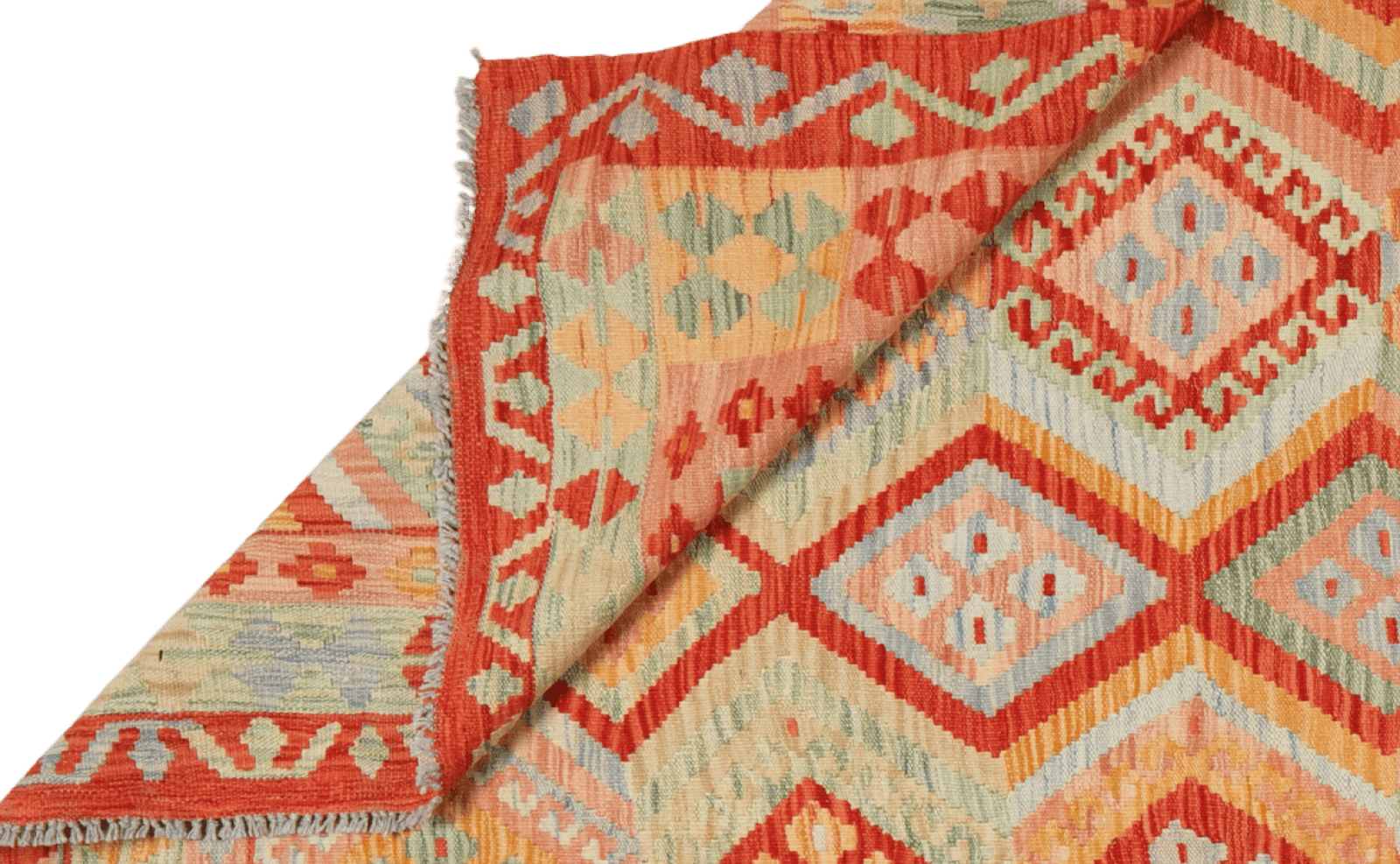 Kelim — Handmade, 206x299 cm, Orange, 100% Virgin Wool | View 5