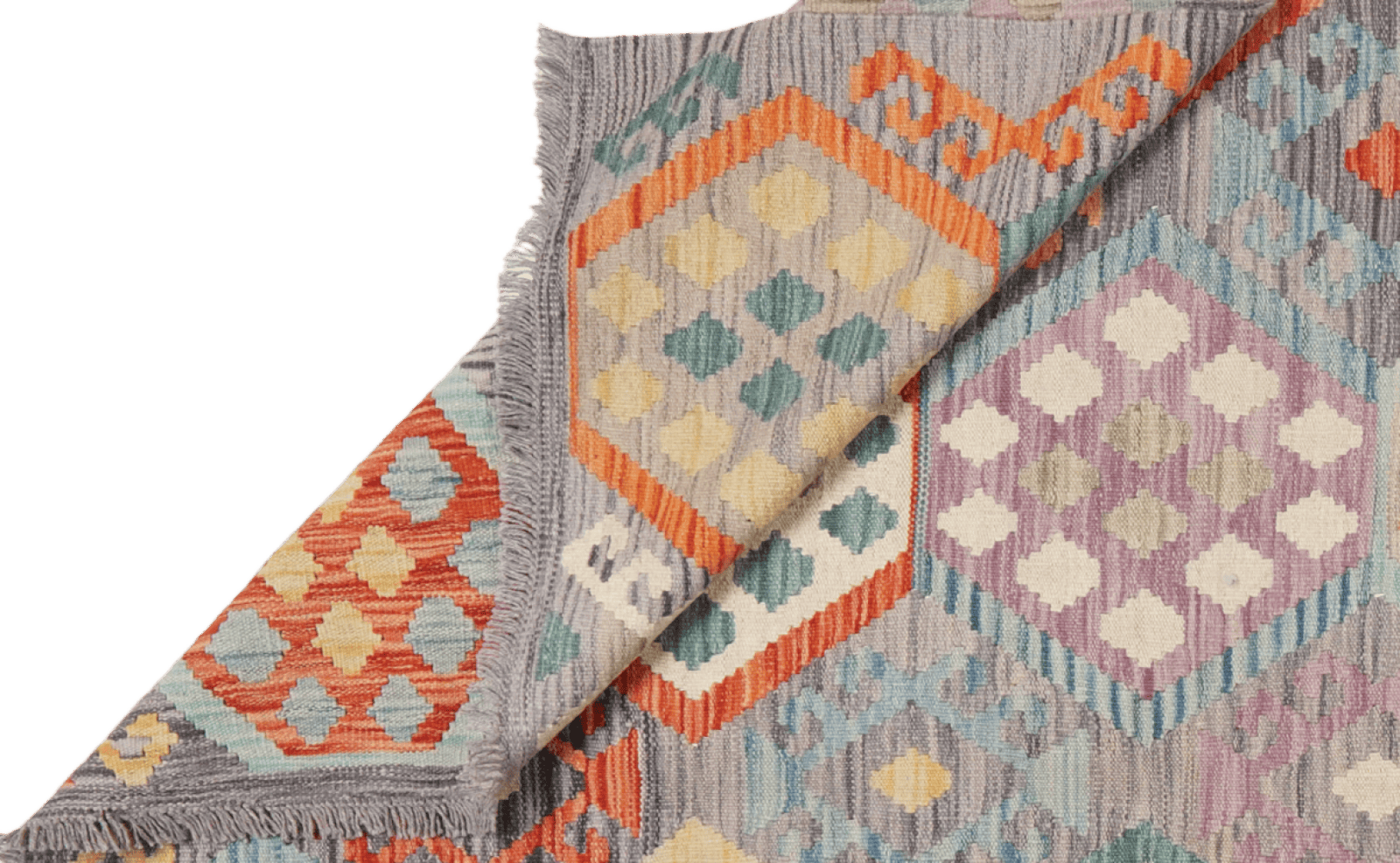 Kelim — Handmade, 193x293 cm, Grey, 100% Virgin Wool | View 5