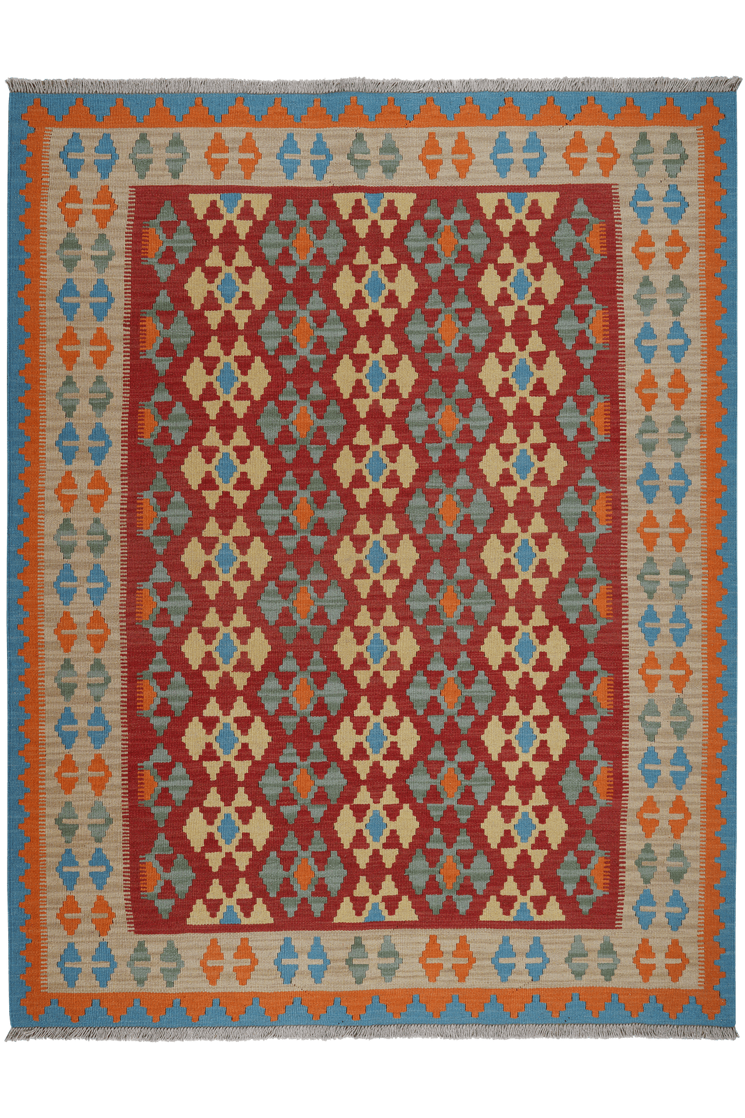 Kelim Gashgai — Handmade, 157x199 cm, Red, 100% Virgin Wool | Main view