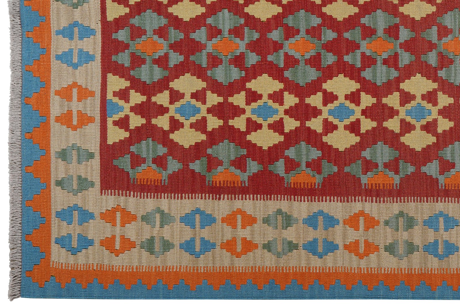 Kelim Gashgai — Handmade, 157x199 cm, Red, 100% Virgin Wool | View 3