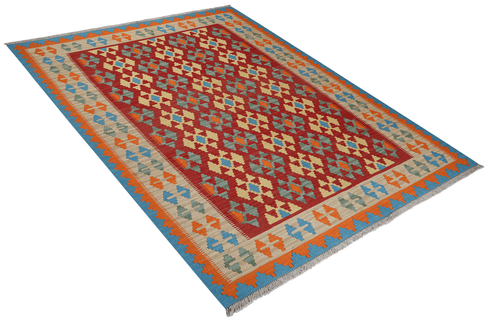 Kelim Gashgai — Handmade, 157x199 cm, Red, 100% Virgin Wool | View 4