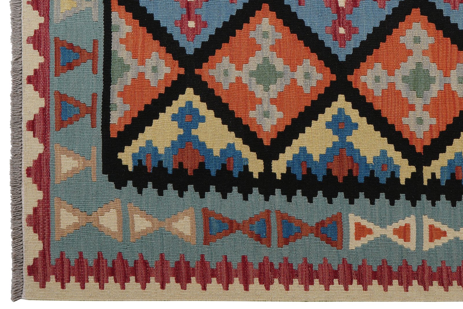 Kelim Gashgai — Handmade, 155x193 cm, Black, 100% Virgin Wool | View 3