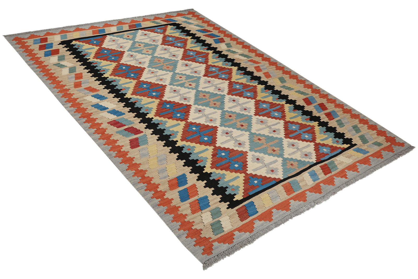 Kelim Gashgai — Handmade, 154x195 cm, Beige, 100% Virgin Wool | View 4
