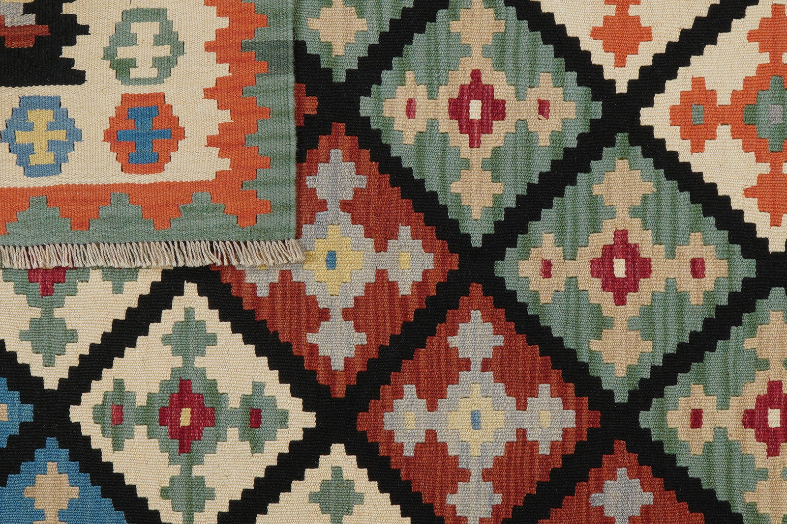 Kelim Gashgai — Handgefertigt, 199x151 cm, Beige, 100% Virgin Wool | View 7