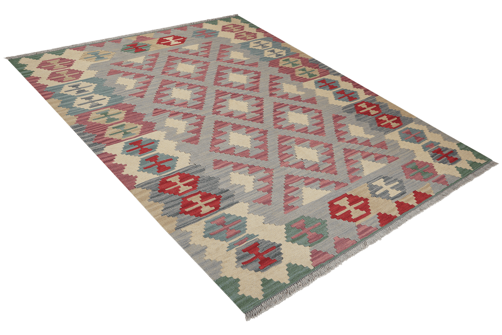 Kelim Gashgai — Handmade, 154x191 cm, Grey, 100% Virgin Wool | View 4