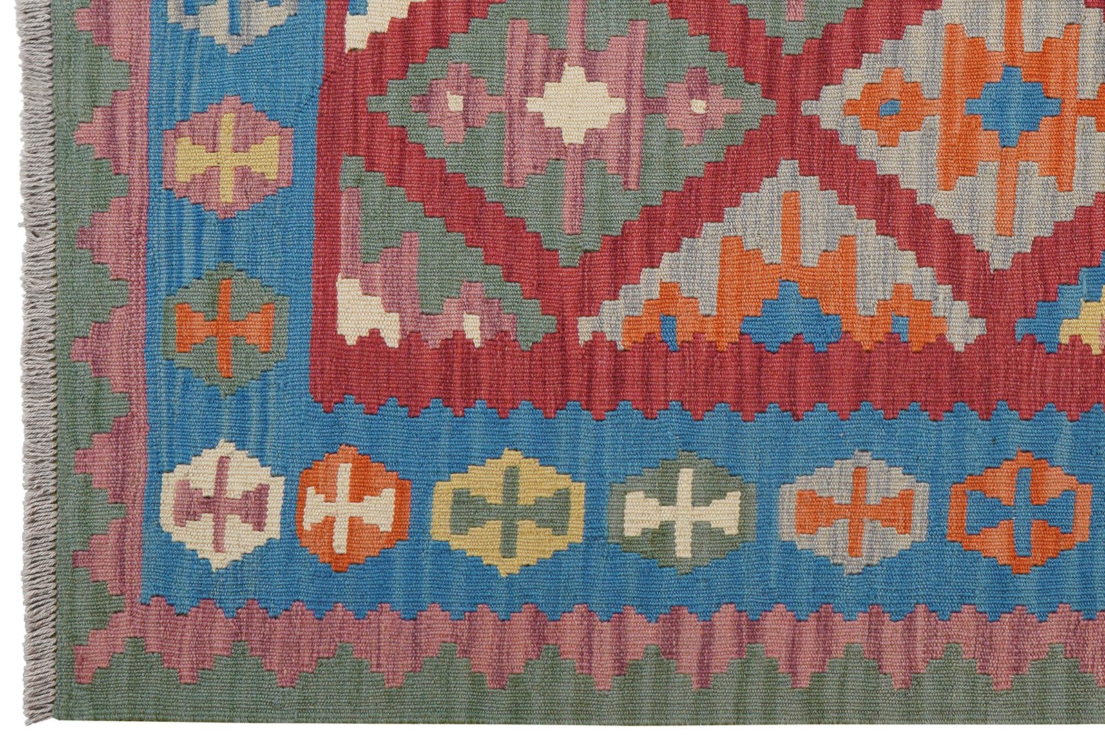 Kelim Gashgai — Handmade, 131x183 cm, Red, 100% Virgin Wool | View 3