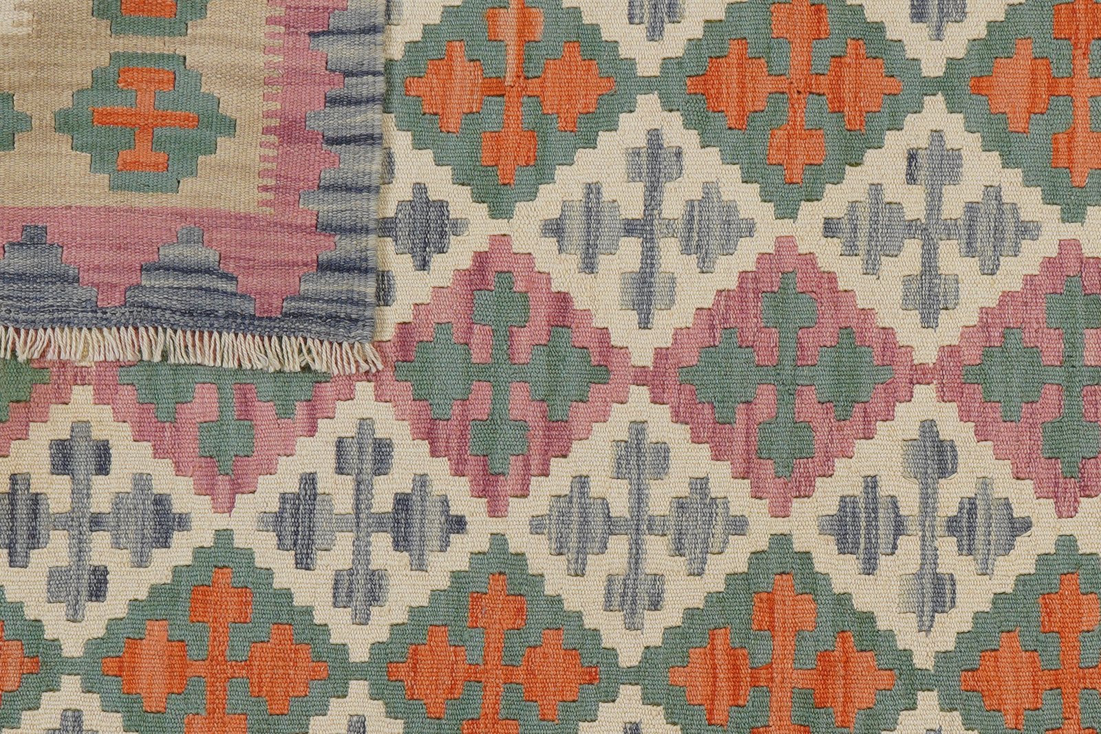 Kelim Gashgai — Handmade, 127x181 cm, Beige, 100% Virgin Wool | View 6