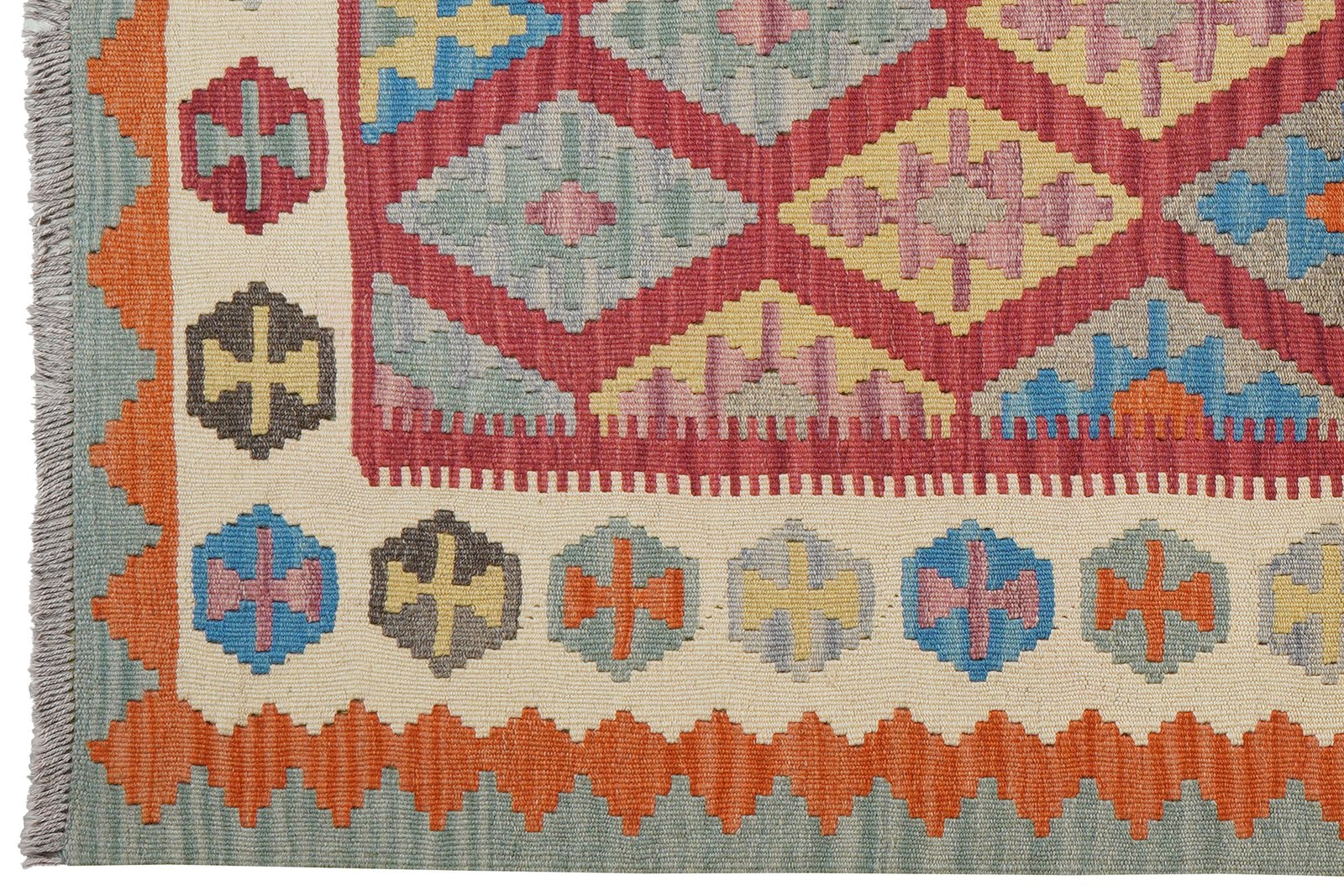 Kelim Gashgai — Handmade, 122x187 cm, Red, 100% Virgin Wool | View 3