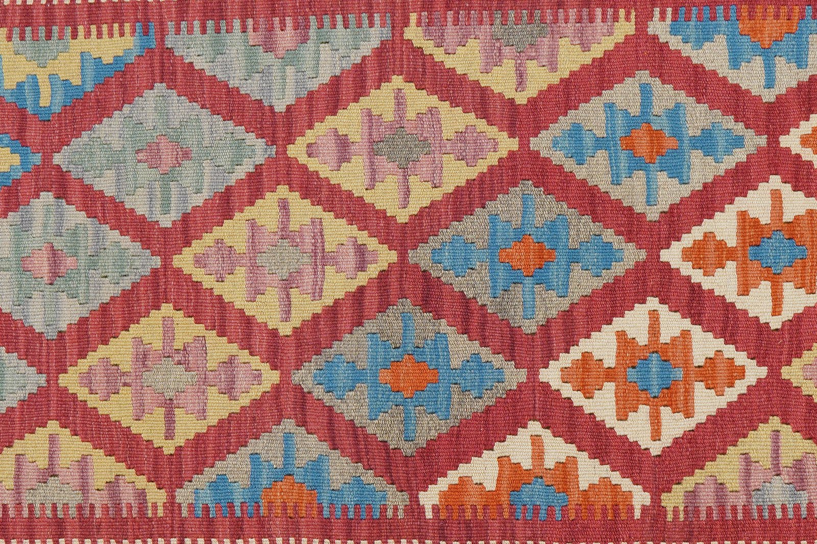 Kelim Gashgai — Handmade, 122x187 cm, Red, 100% Virgin Wool | View 5