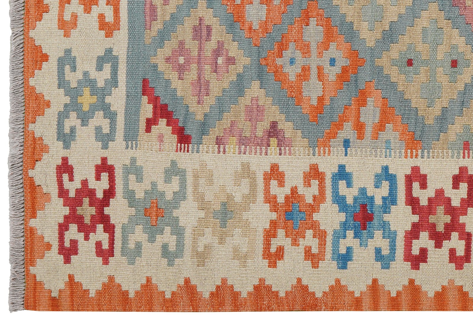 Kelim Gashgai — Handmade, 121x174 cm, Blue, 100% Virgin Wool | View 3