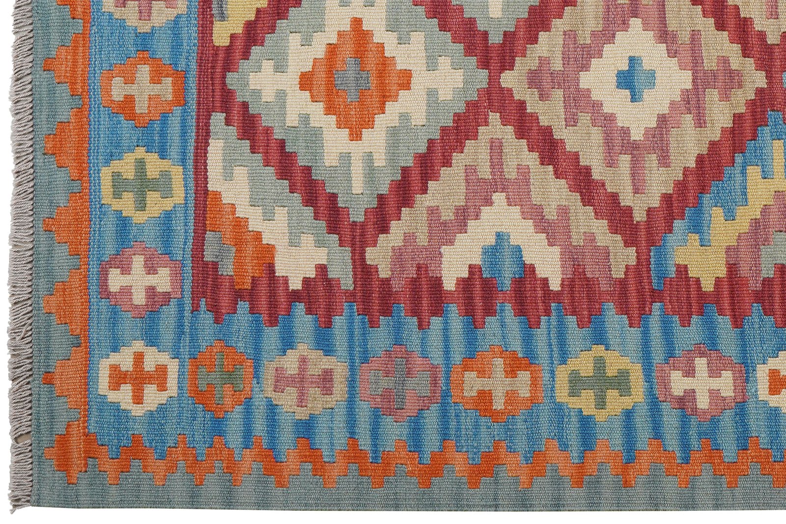 Kelim Gashgai — Handmade, 130x184 cm, Red, 100% Virgin Wool | View 3