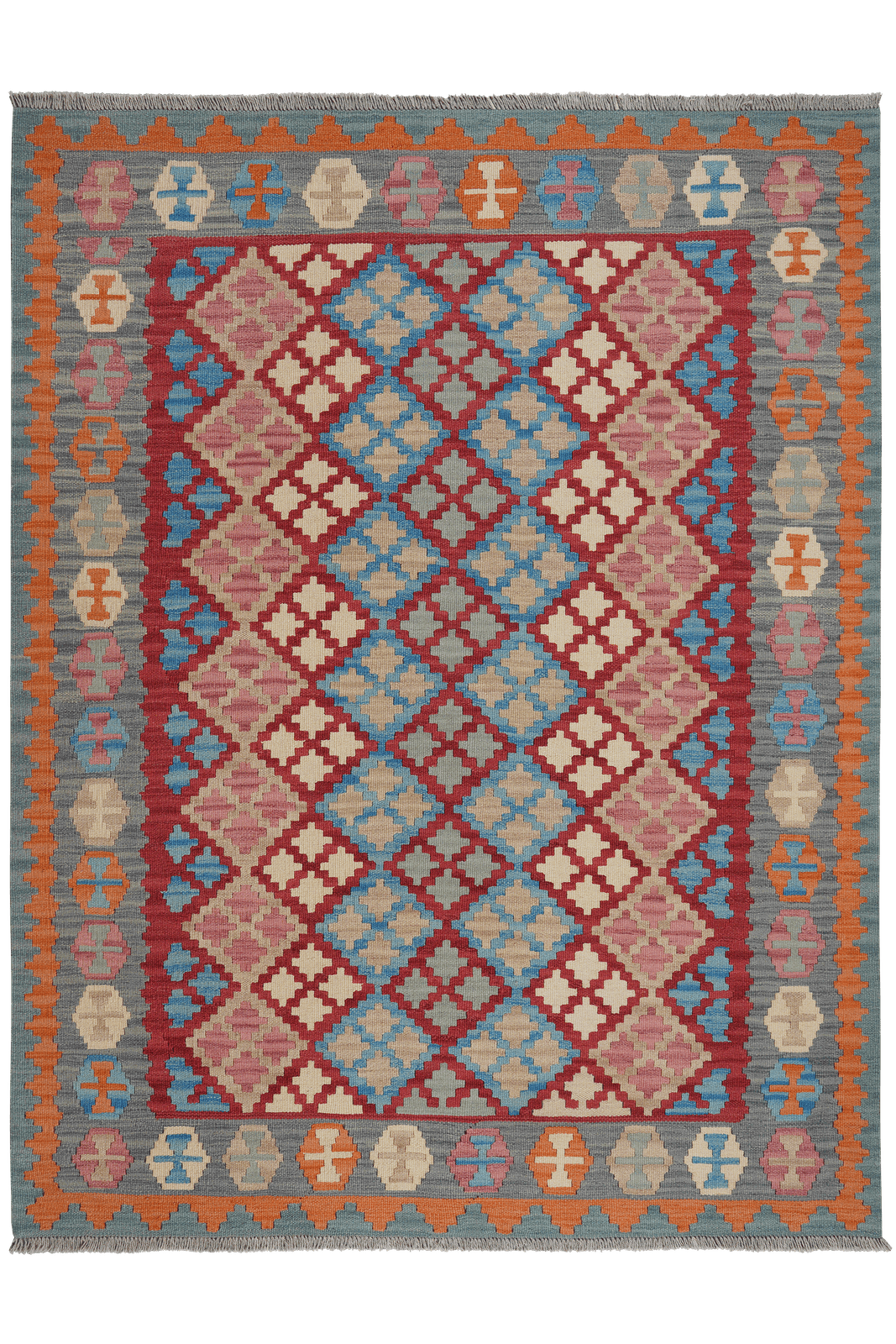 Kelim Gashgai — Handmade, 159x206 cm, Red, 100% Virgin Wool | Main view