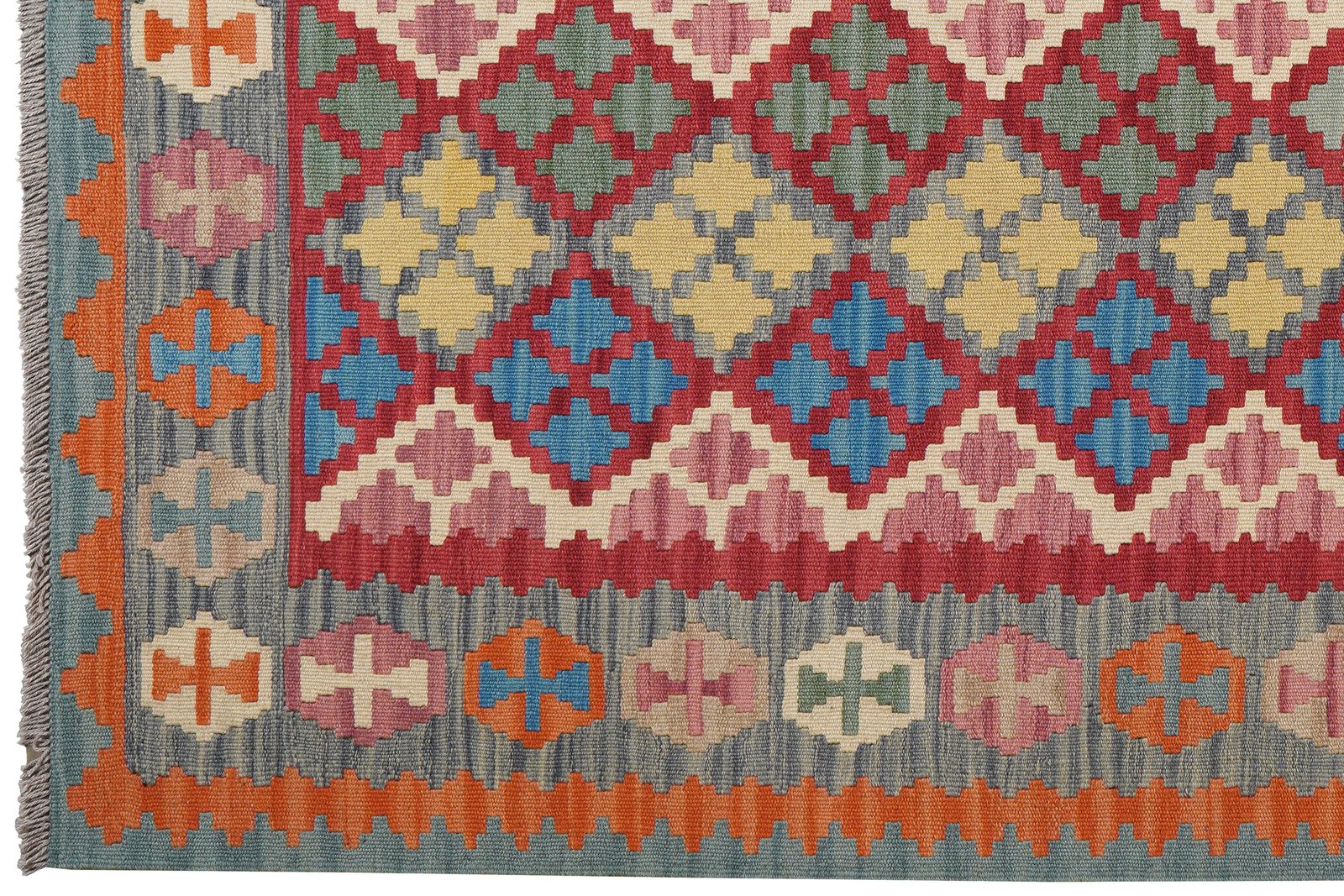 Kelim Gashgai — Handmade, 161x207 cm, Red, 100% Virgin Wool | View 3