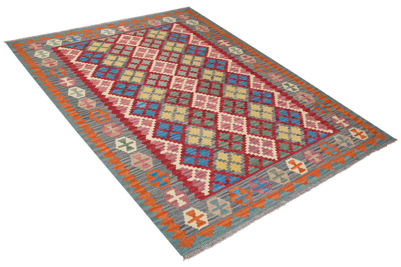 Kelim Gashgai — Handgefertigt, 207x161 cm, Grau, 100% Virgin Wool | View 5