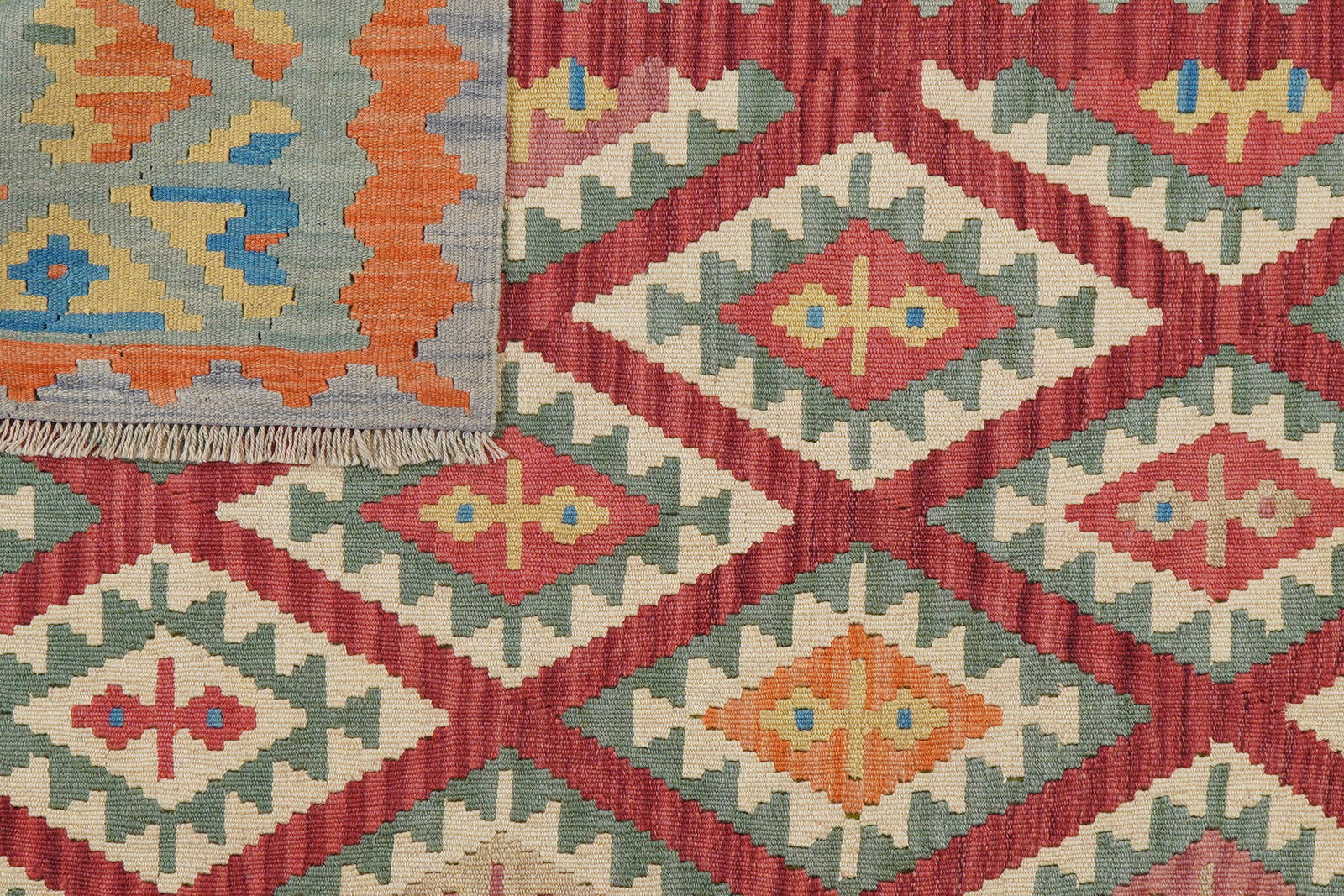 Kelim Gashgai — Handgefertigt, 197x158 cm, Beige, 100% Virgin Wool | View 7