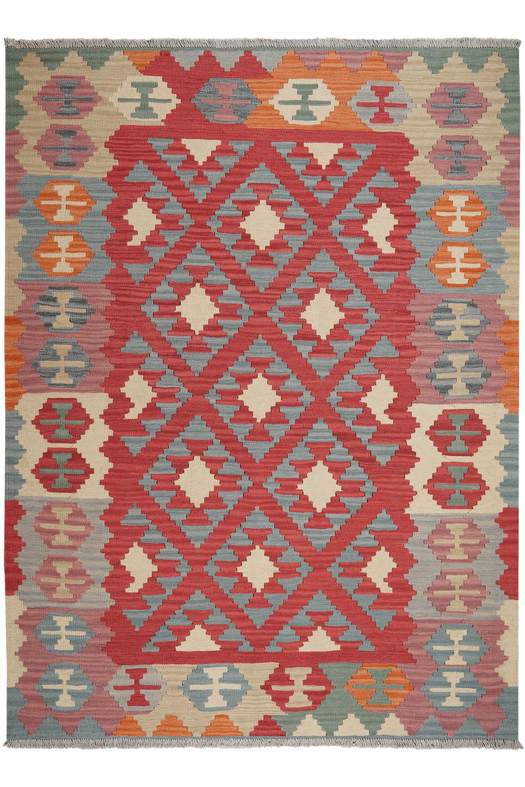 Kelim Gashgai — Handmade, 156x211 cm, Red, 100% Virgin Wool | Main view