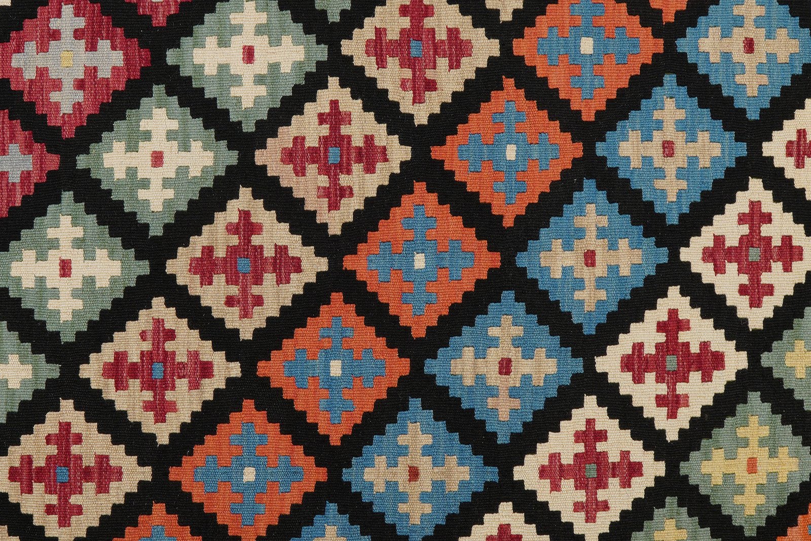 Kelim Gashgai — Handmade, 157x194 cm, Black, 100% Virgin Wool | View 5