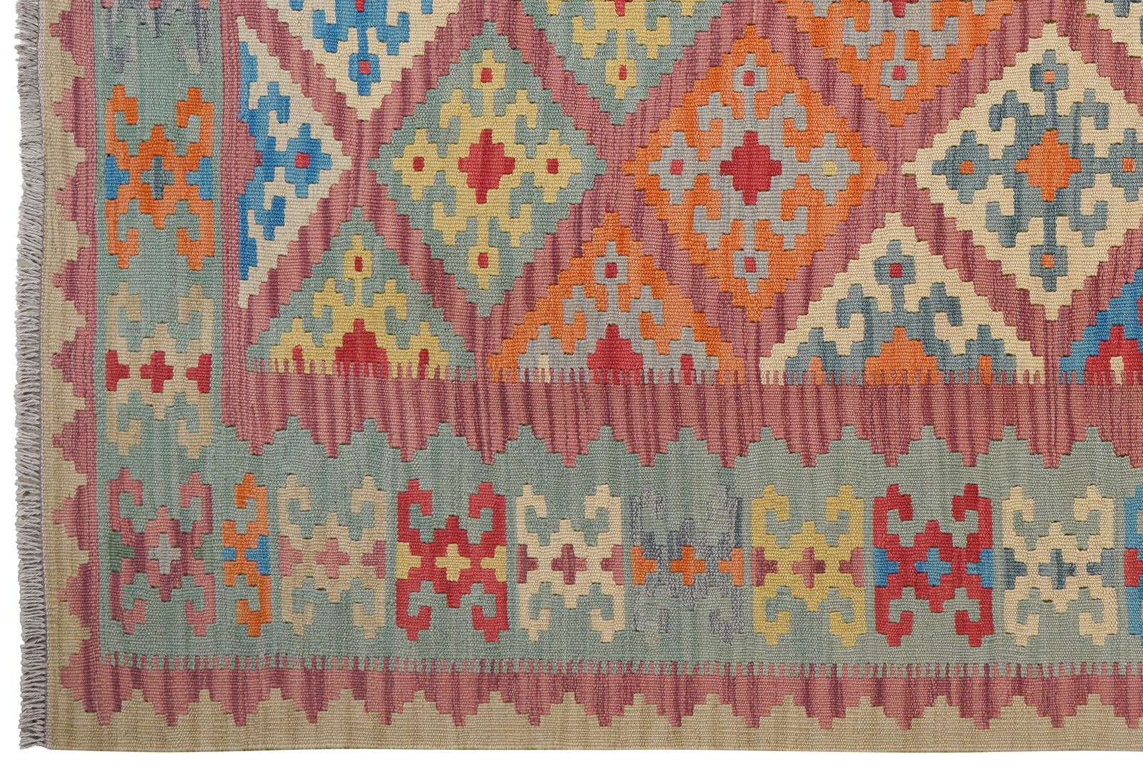 Kelim Gashgai — Handmade, 184x249 cm, Red, 100% Virgin Wool | View 3