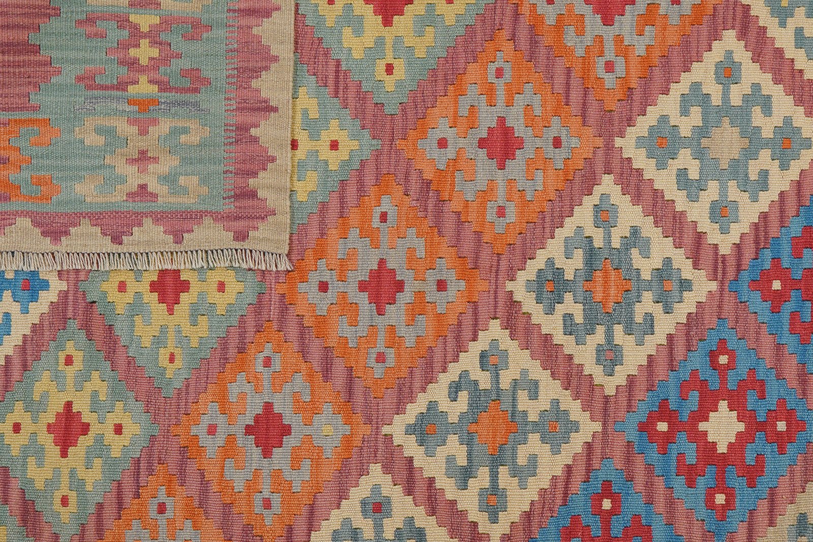 Kelim Gashgai — Handmade, 184x249 cm, Red, 100% Virgin Wool | View 6