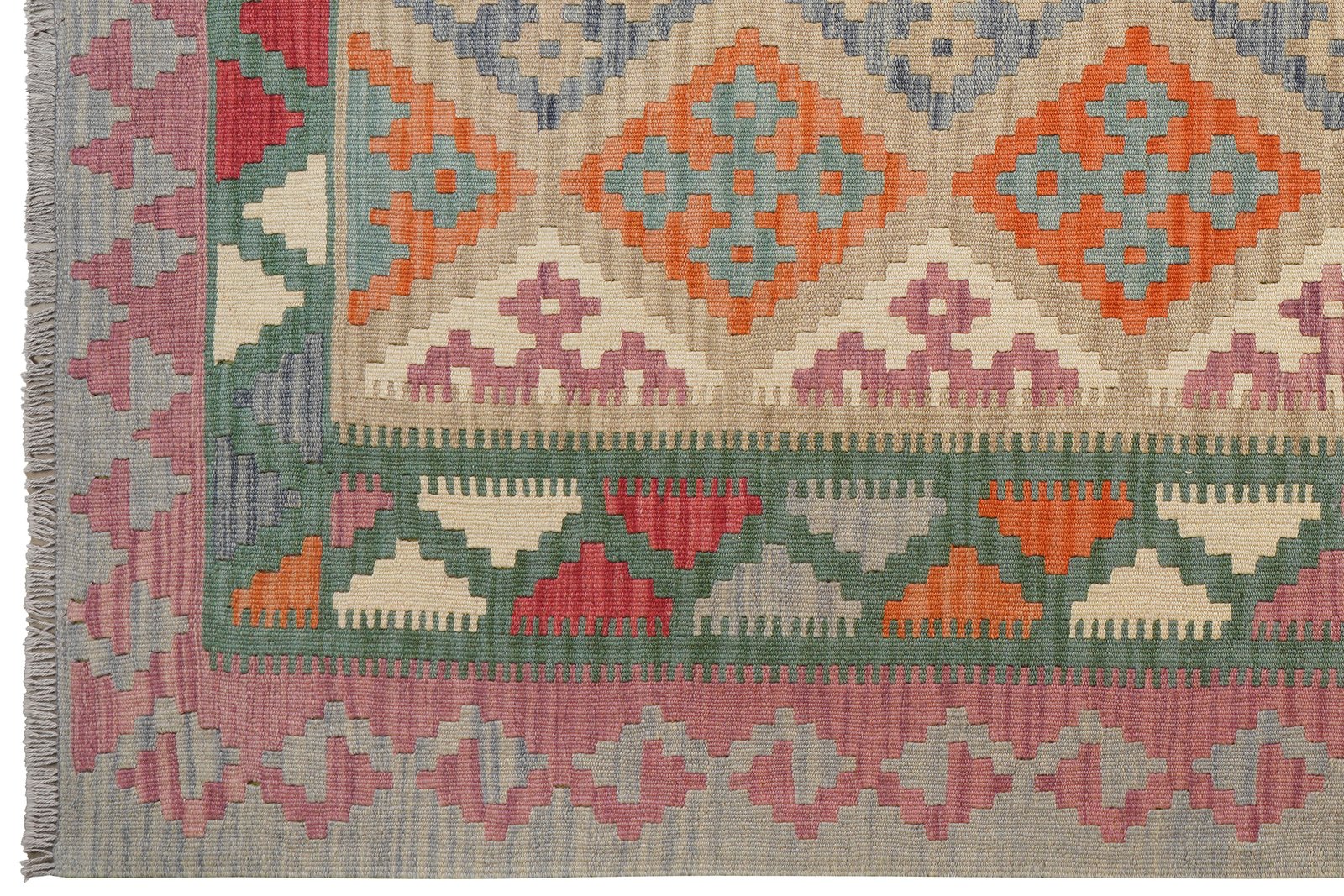 Kelim Gashgai — Handmade, 175x249 cm, Beige, 100% Virgin Wool | View 3