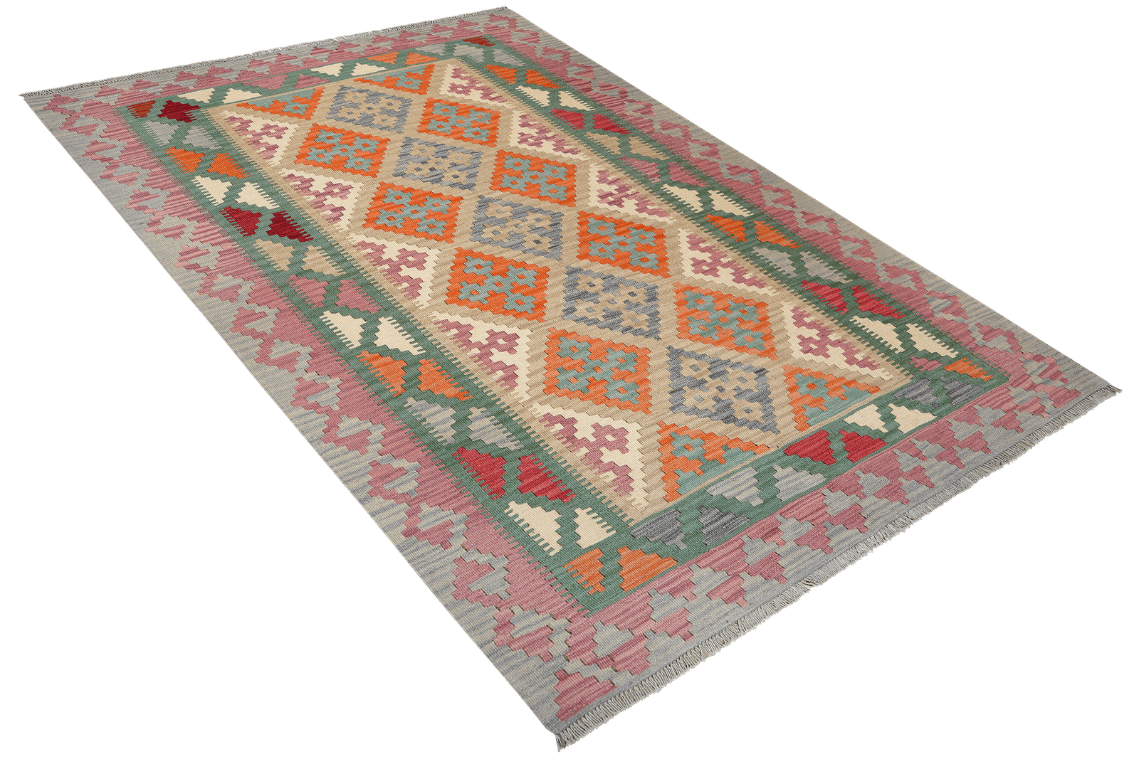 Kelim Gashgai — Handmade, 175x249 cm, Beige, 100% Virgin Wool | View 4