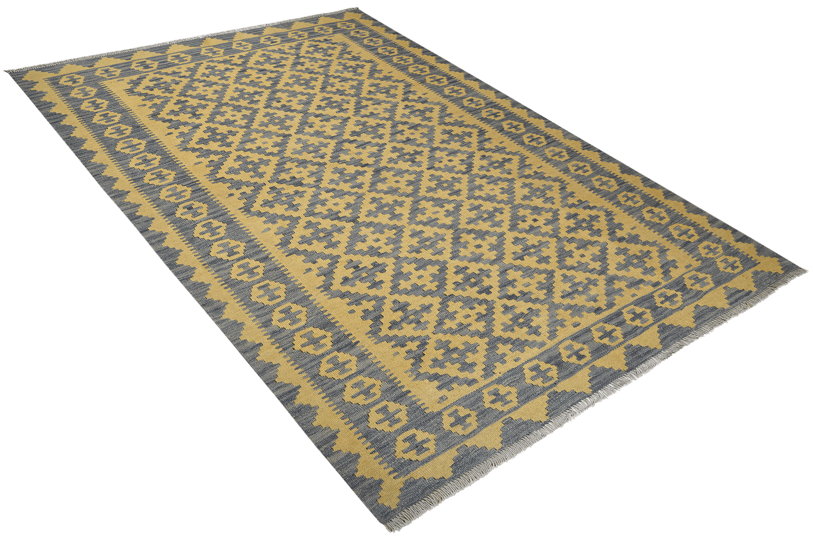 Kelim Gashgai — Handmade, 165x234 cm, Yellow, 100% Virgin Wool | View 4