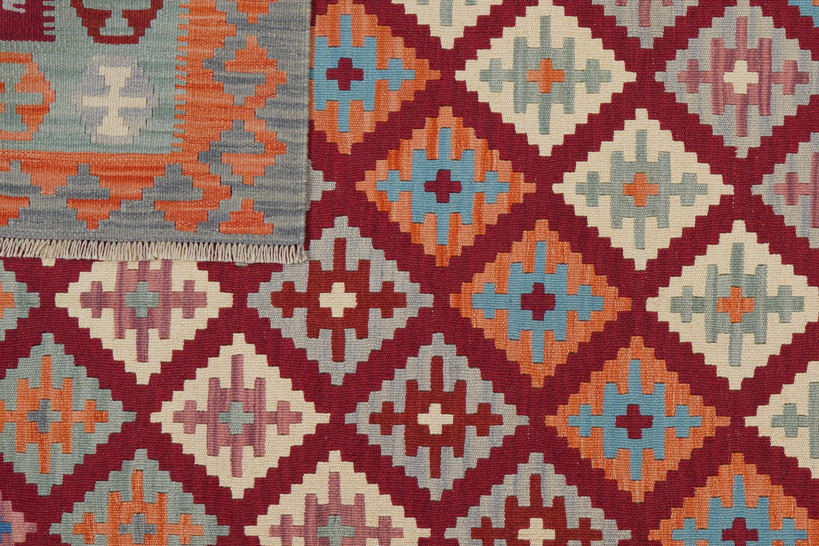 Kelim Gashgai — Handmade, 175x253 cm, Red, 100% Virgin Wool | View 6