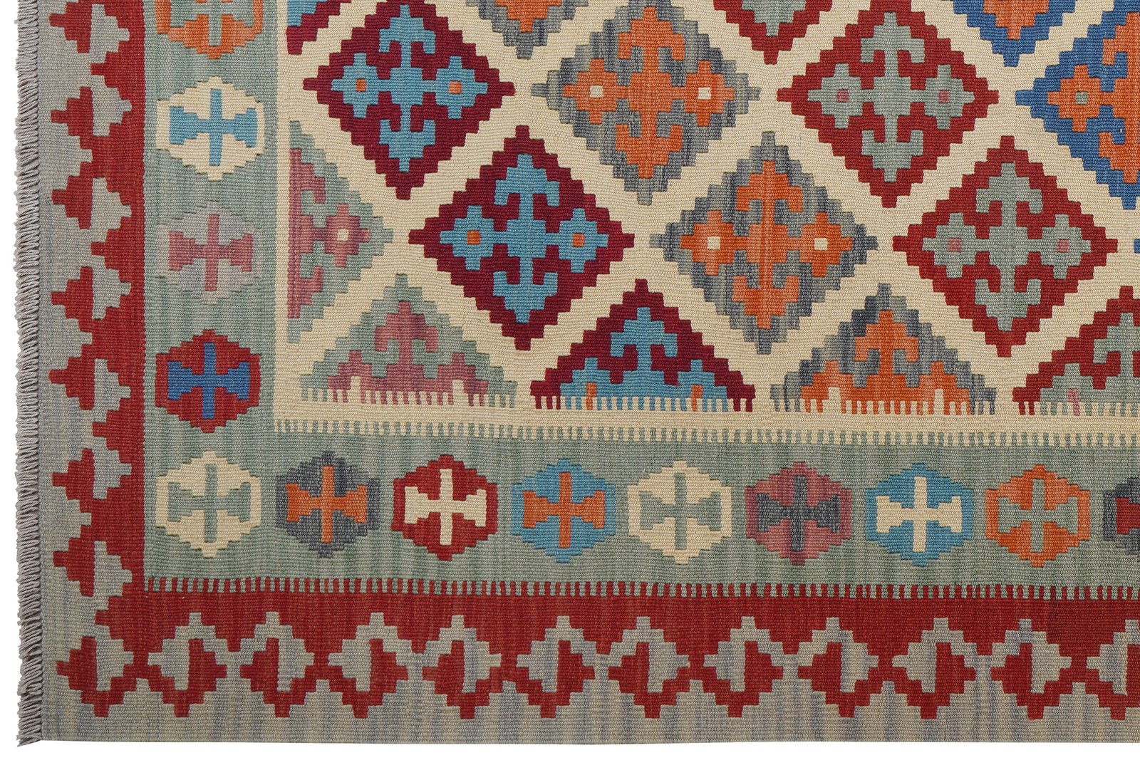 Kelim Gashgai — Handmade, 176x252 cm, Beige, 100% Virgin Wool | View 3