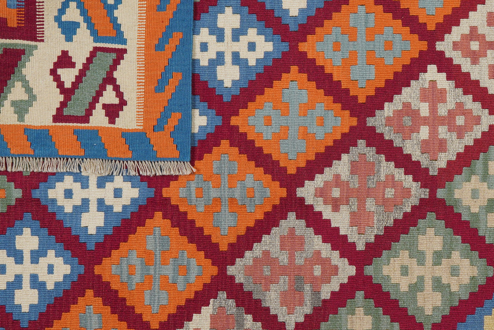 Kelim Gashgai — Handgefertigt, 235x177 cm, Beige, 100% Virgin Wool | View 7